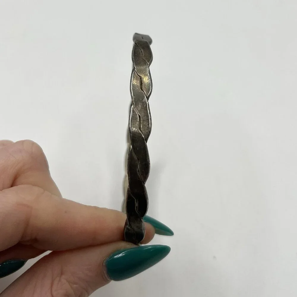 Vintage Mexico 800 Silver Twisted Rope Bangle Bracelet Stackable Western Unisex
